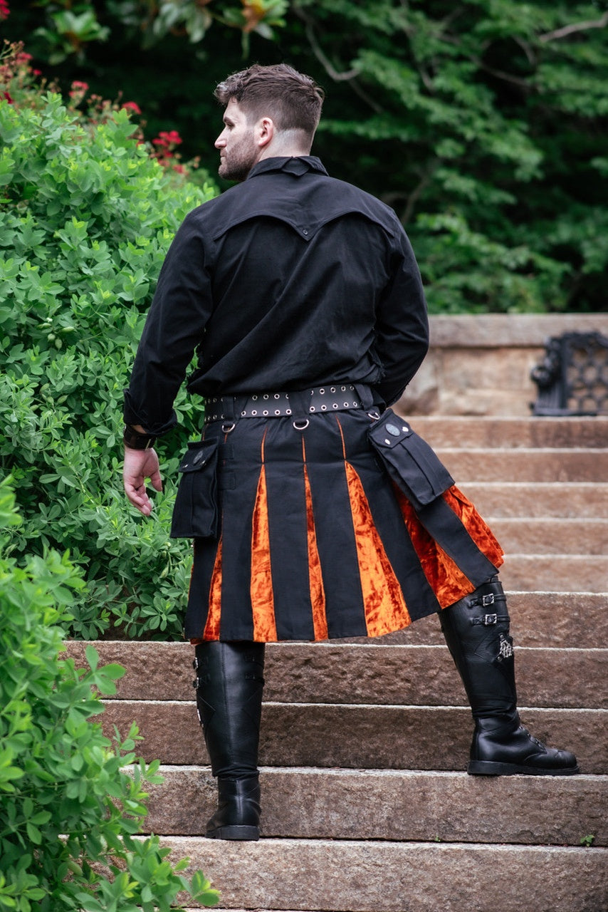 Versatta Gothic Velvet Cargo Kilt - Emberglow