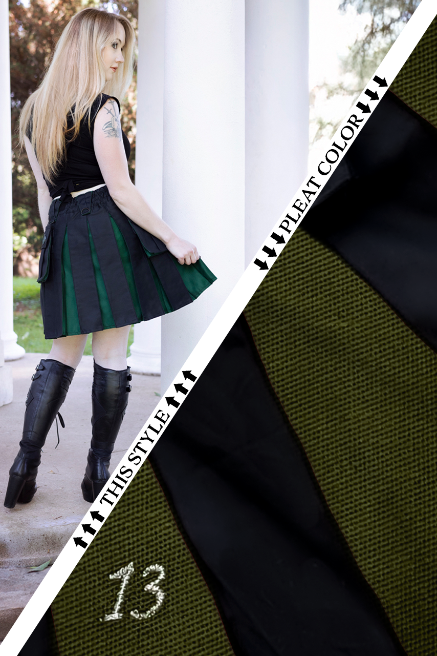 Versatta Knee-Length Hybrid Cargo Kilt - Olive