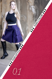 Versatta Knee-Length Cargo Kilt - Dark Pink