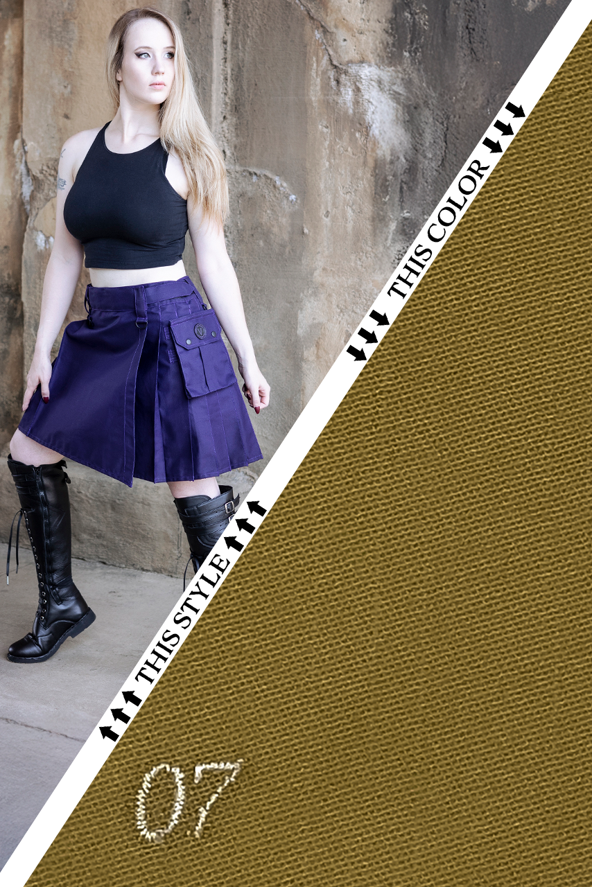 Versatta Knee-Length Cargo Kilt - Khaki