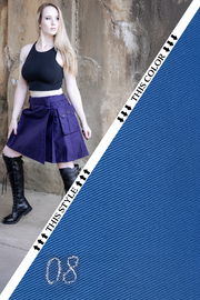 Versatta Knee-Length Cargo Kilt - Light Blue