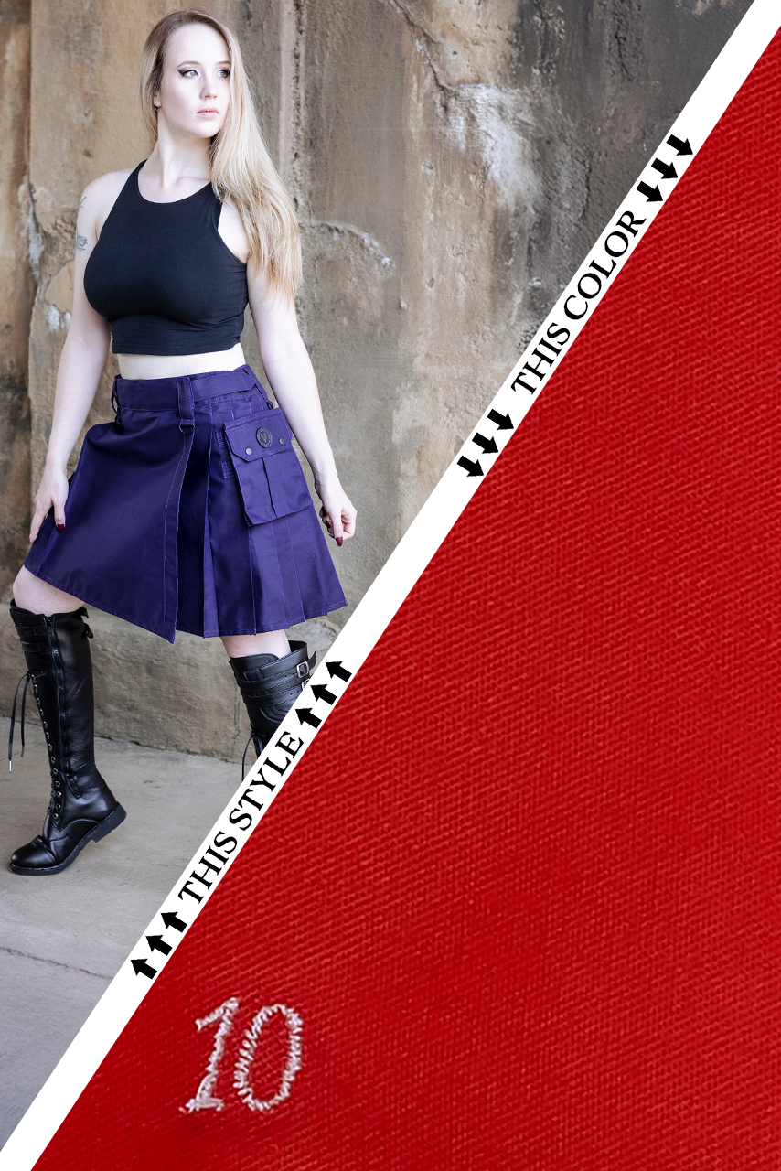 Versatta Knee-Length Cargo Kilt - Red