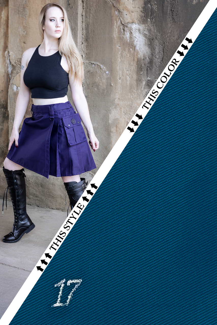 Versatta Knee-Length Cargo Kilt - Slate