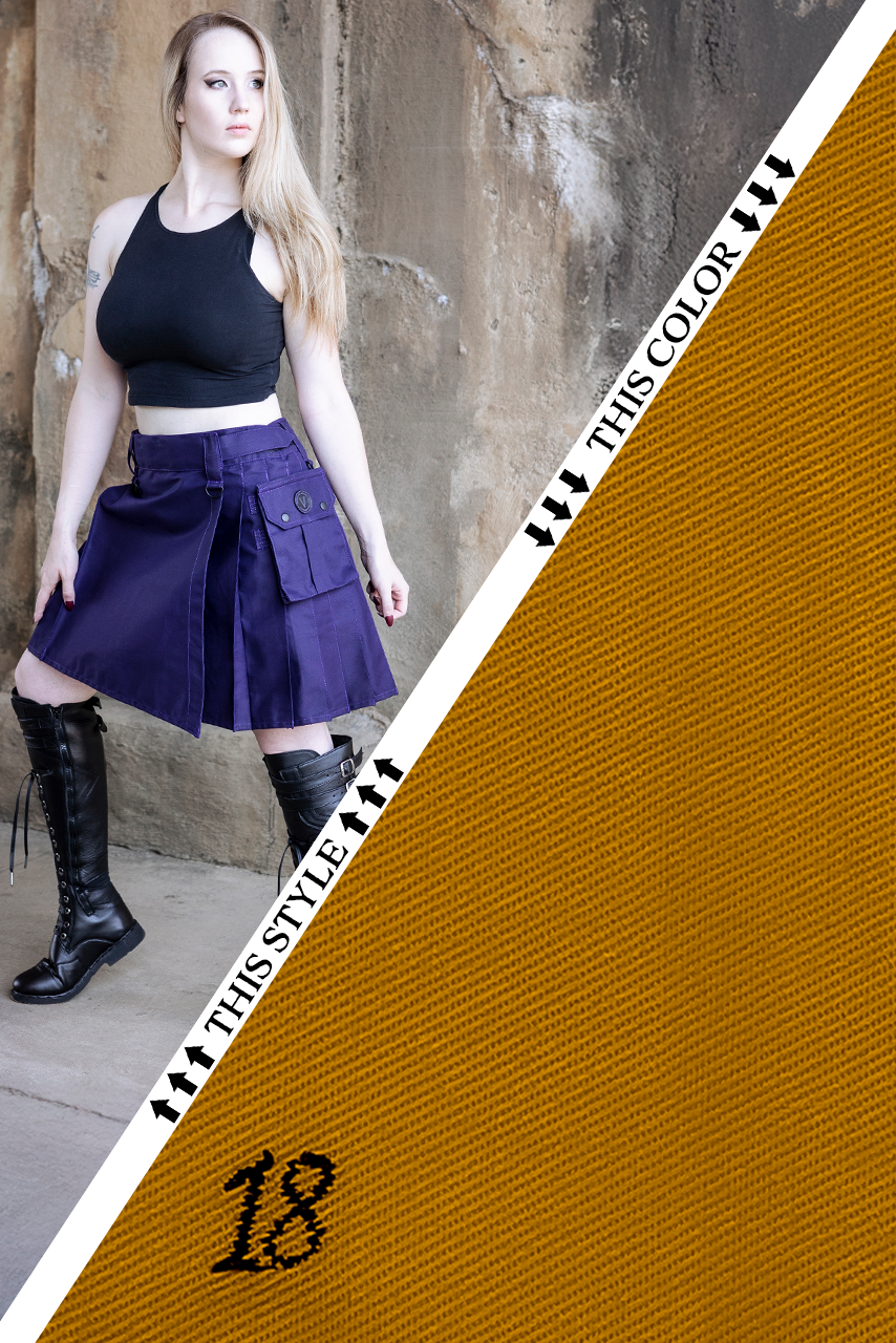 Versatta Knee-Length Cargo Kilt - Gold