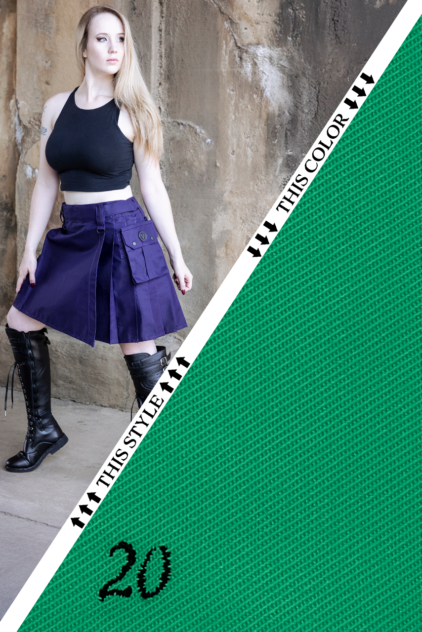 Versatta Knee-Length Cargo Kilt - Frost Green