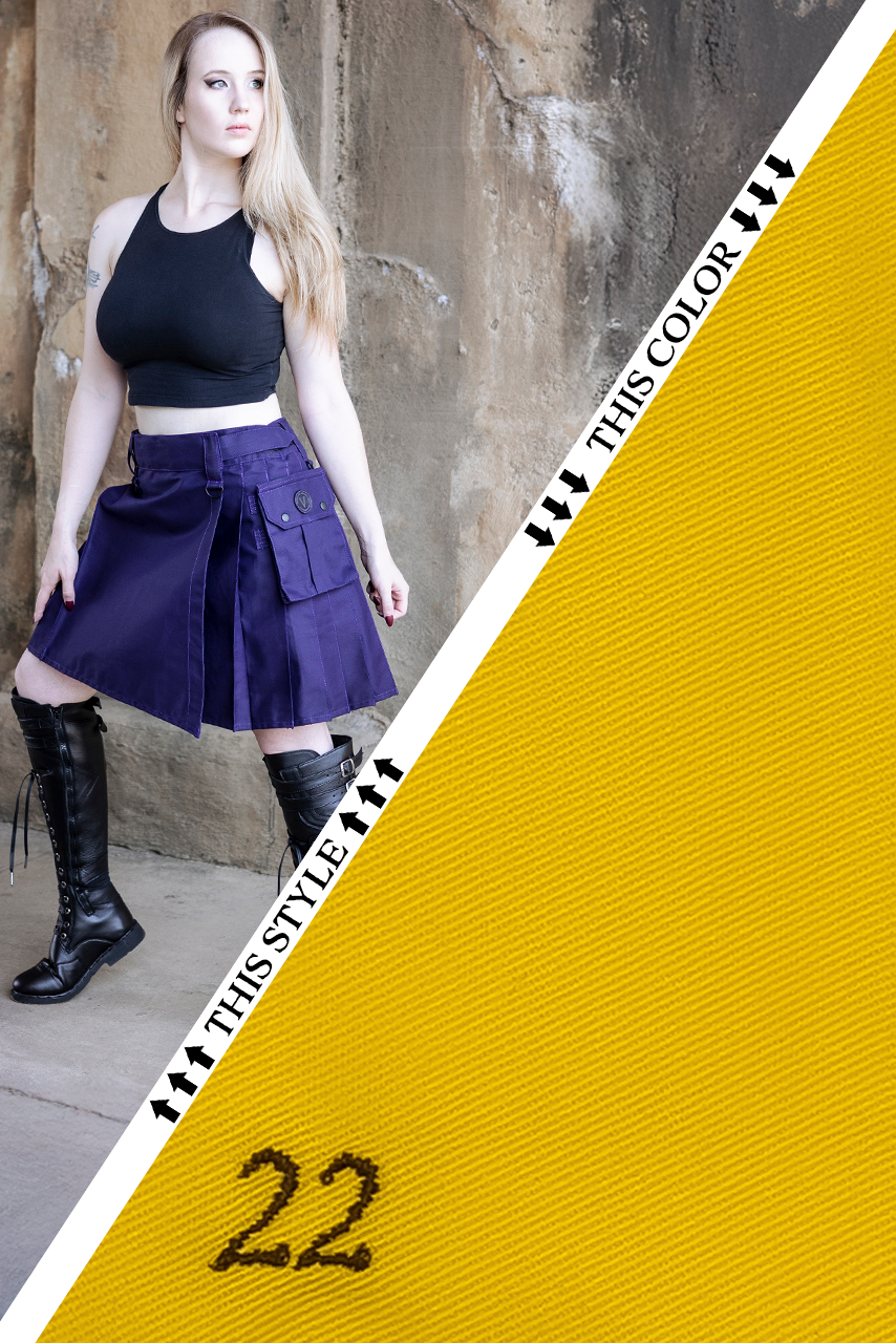 Versatta Knee-Length Cargo Kilt - Yellow