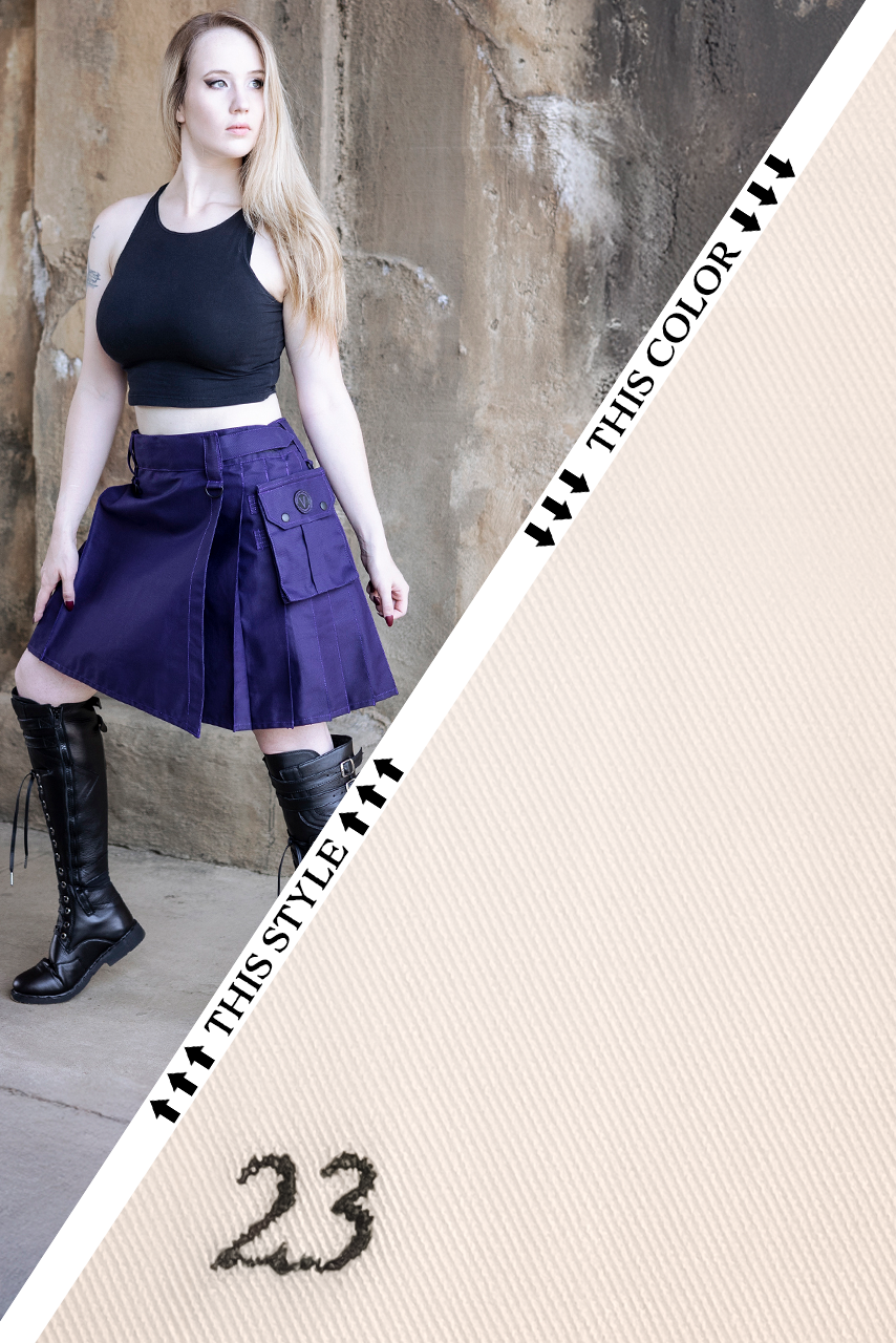 Versatta Knee-Length Cargo Kilt - White