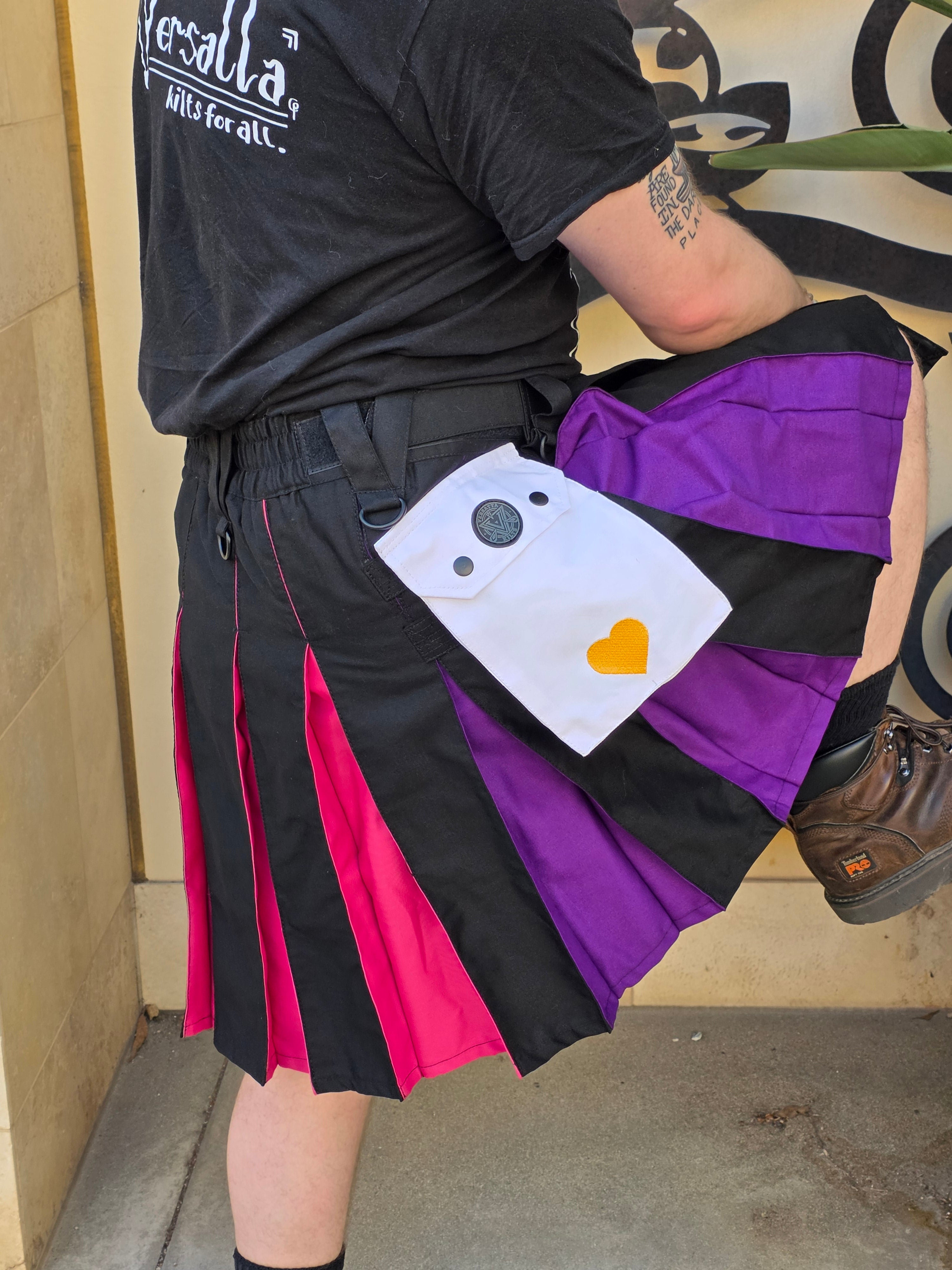 Versatta Knee-Length Polyam Pride Hybrid Cargo Kilt - 19"