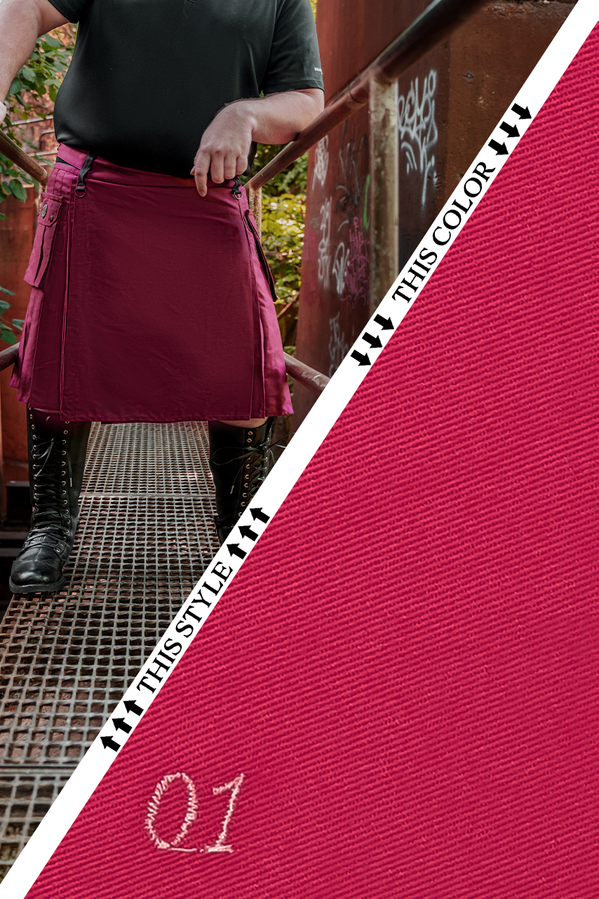 Versatta Big & Tall Cargo Kilt - Dark Pink