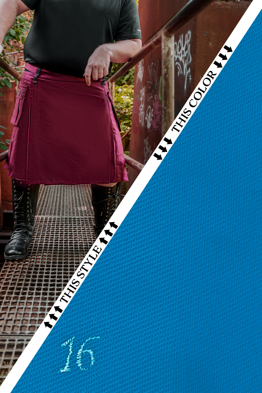 Versatta Big & Tall Cargo Kilt - Cyan