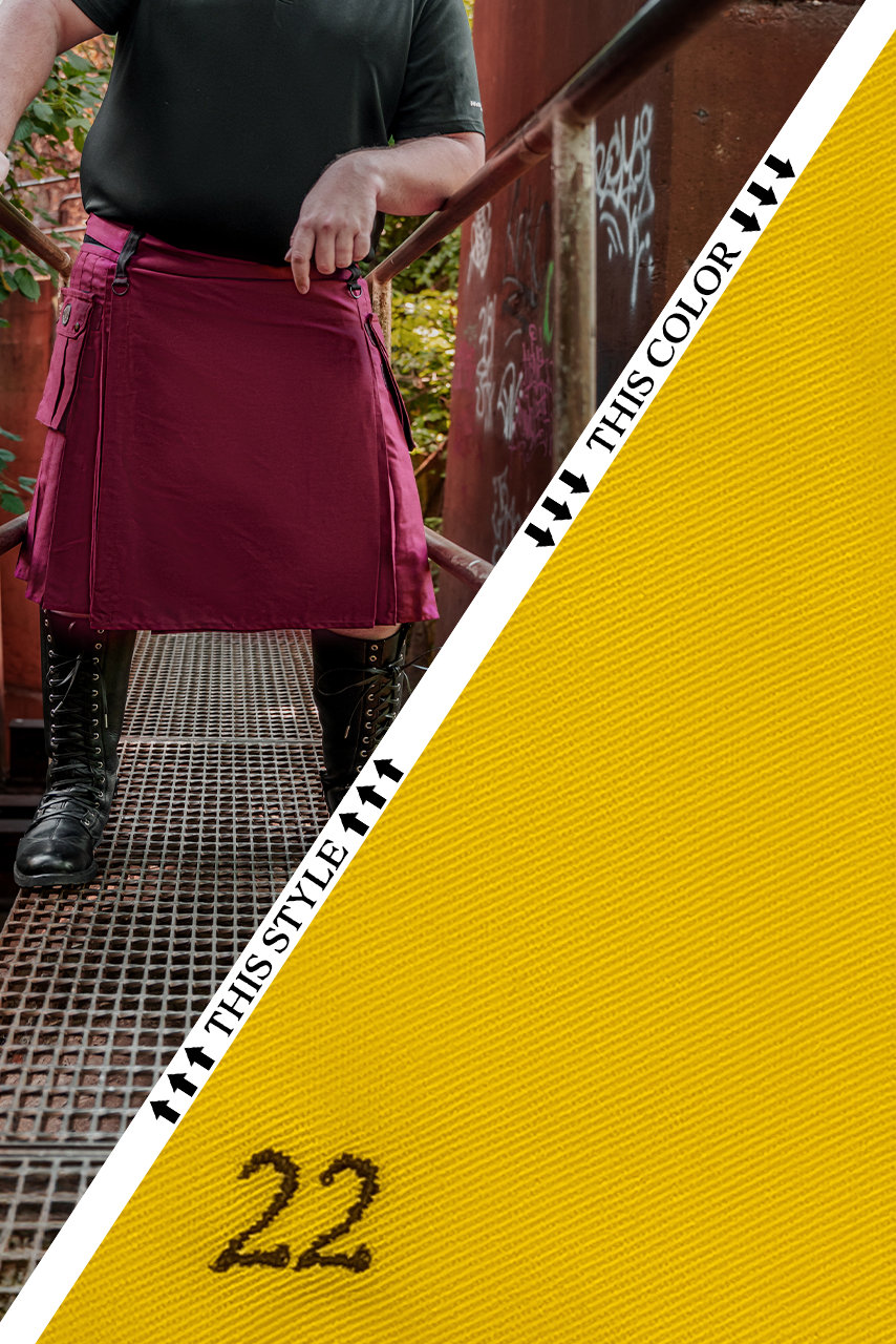 Versatta Big & Tall Cargo Kilt - Yellow