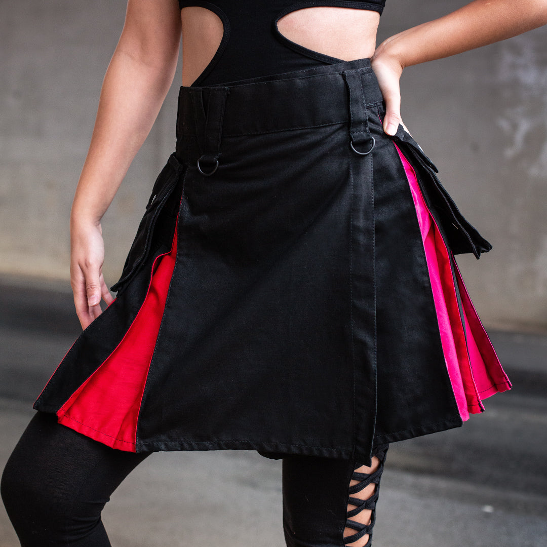 Versatta Knee-Length Lesbian Pride Hybrid Cargo Kilt - 19"