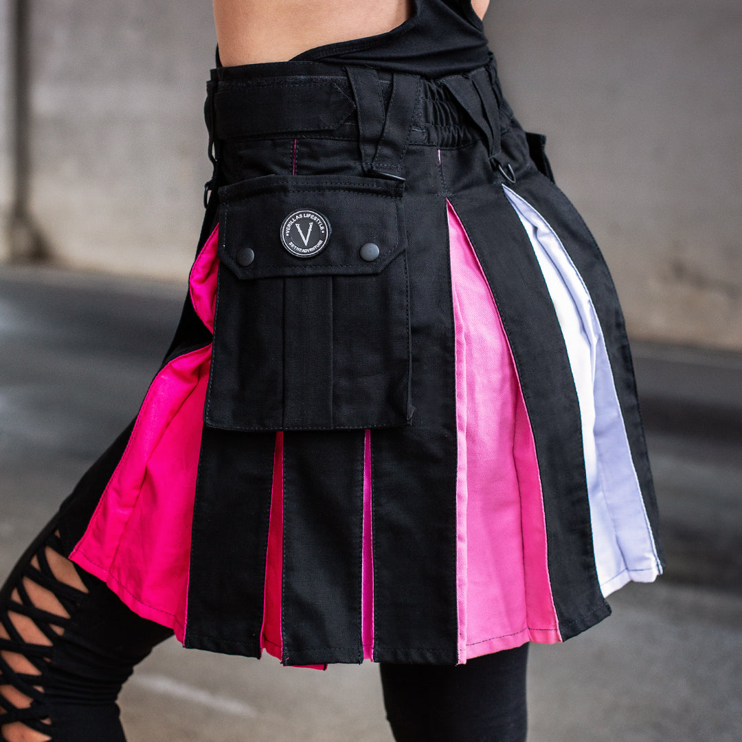 Versatta Knee-Length Lesbian Pride Hybrid Cargo Kilt - 19"