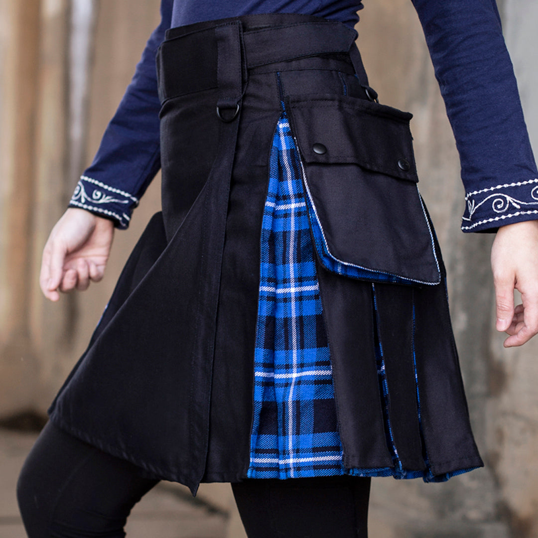 Versatta Knee-Length Tartan Hybrid Cargo Kilt - Admiral