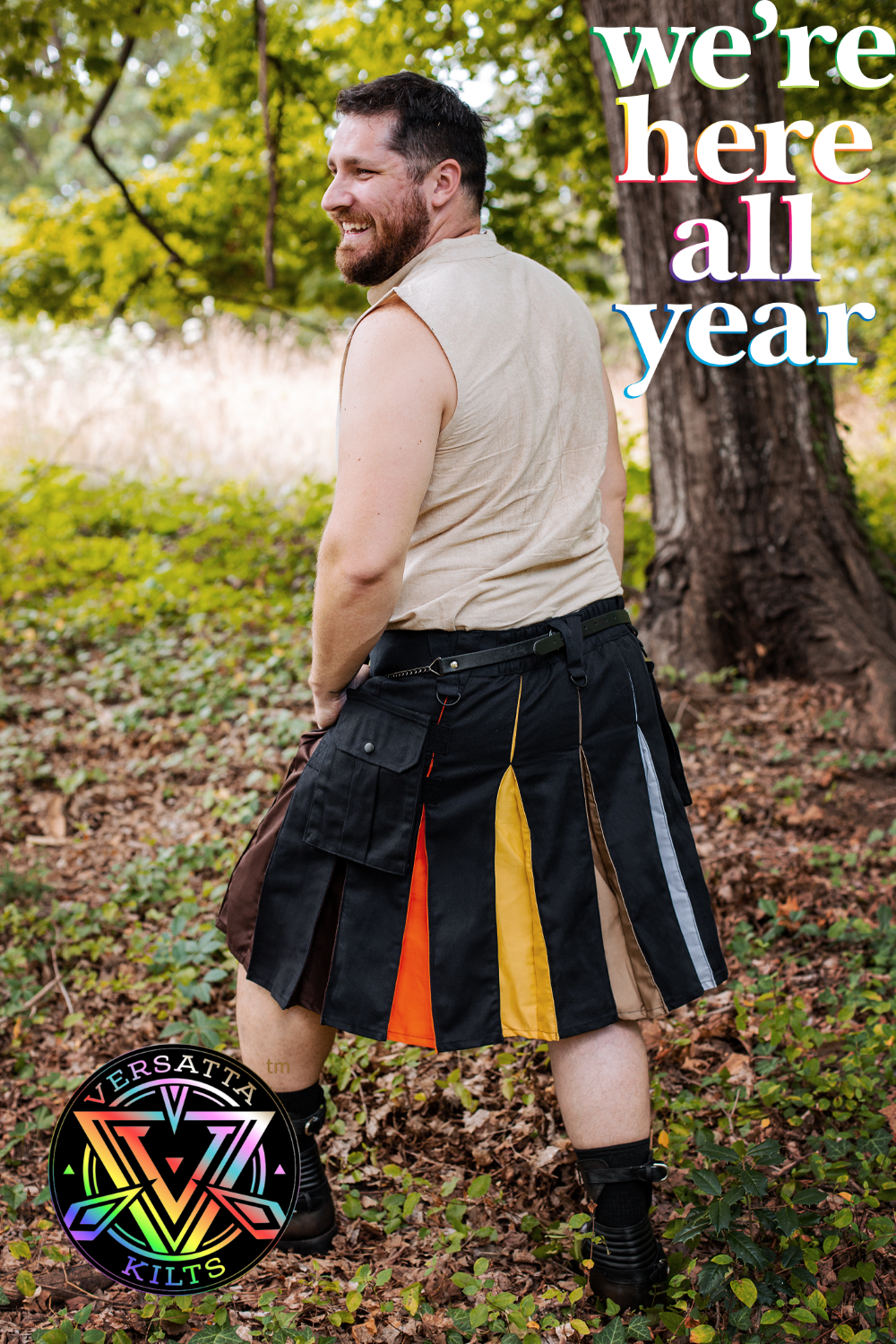 Versatta Bear Pride Hybrid Cargo Kilt - 23"