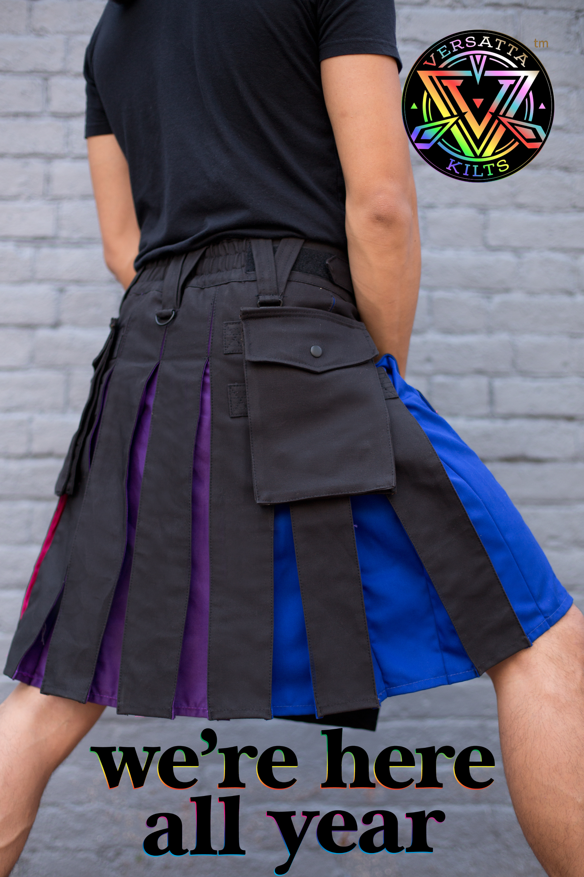 Versatta Bi Pride Hybrid Cargo Kilt - 23"