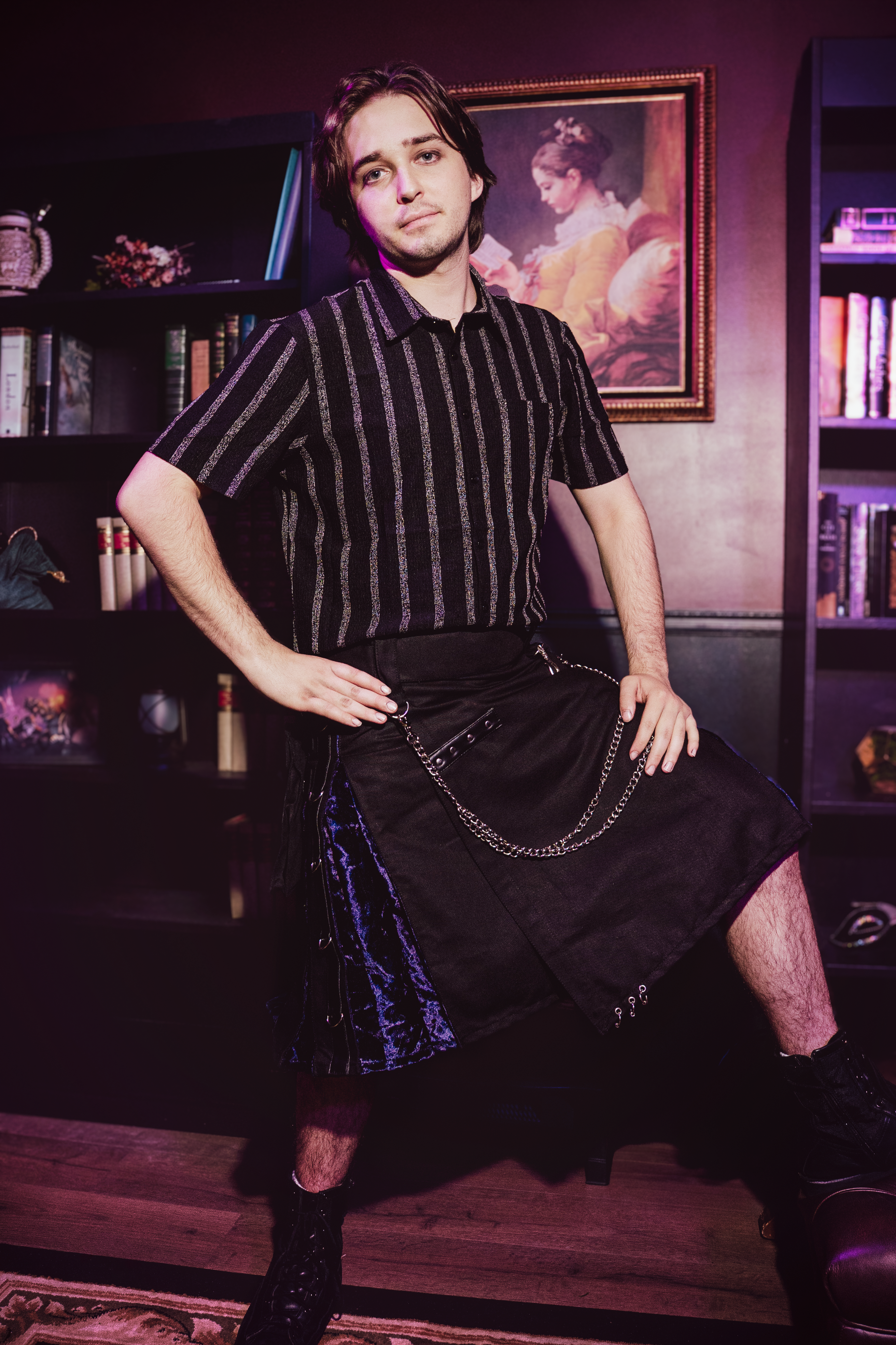 Versatta Gothic Velvet Cargo Kilt - Purple