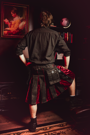 Versatta Gothic Velvet Cargo Kilt - Red