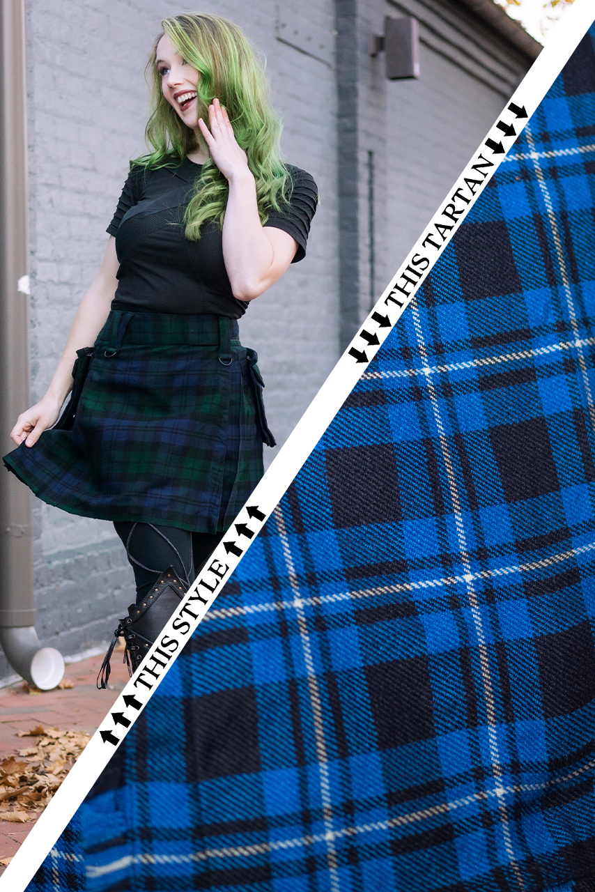Versatta Knee-Length Tartan Cargo Kilt - Admiral