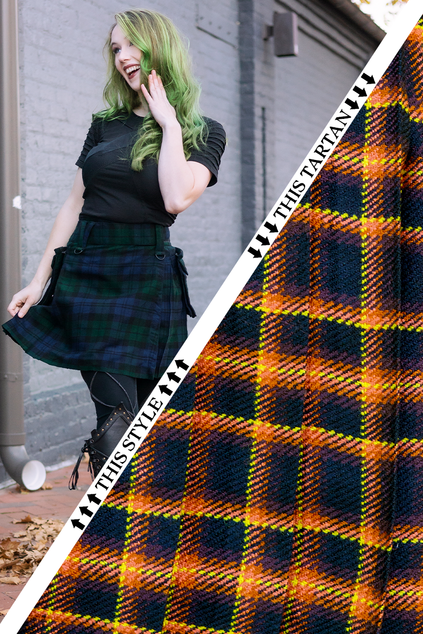 Versatta Knee-Length Tartan Cargo Kilt - Emberglow