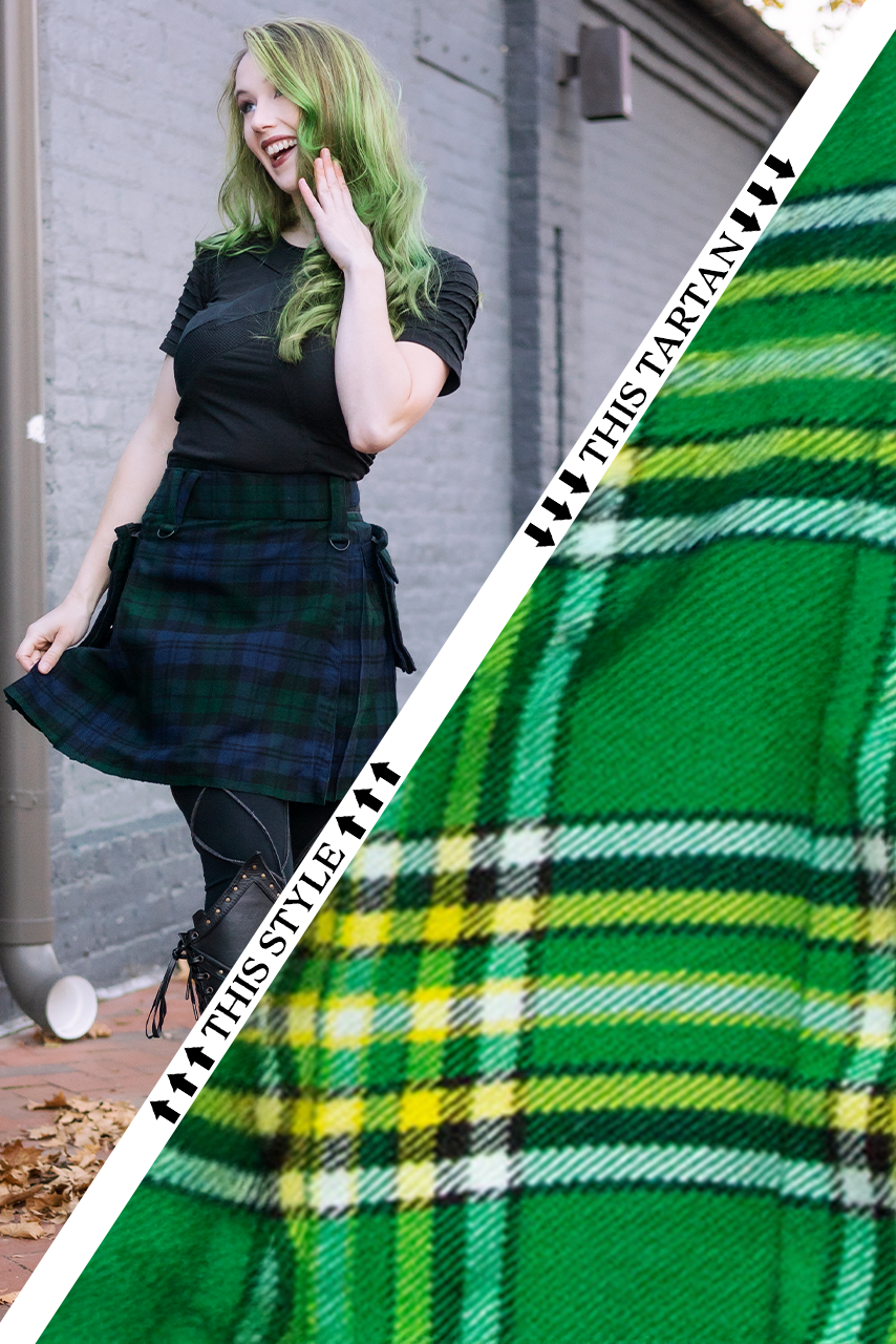 Versatta Knee-Length Tartan Cargo Kilt - Irish Pride