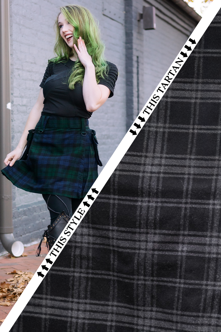 Versatta Knee-Length Tartan Cargo Kilt - Midnight