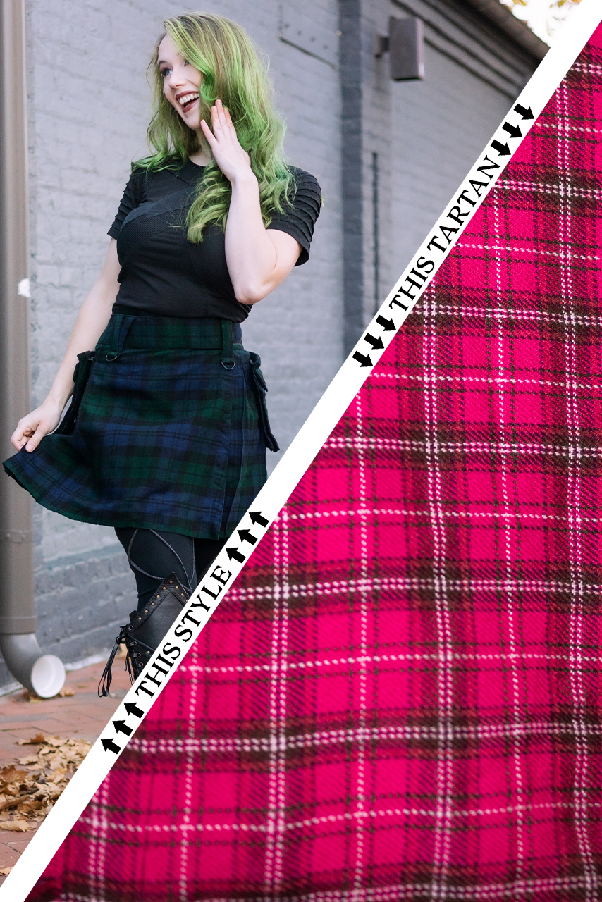 Versatta Knee-Length Tartan Cargo Kilt - Unicorn Blood