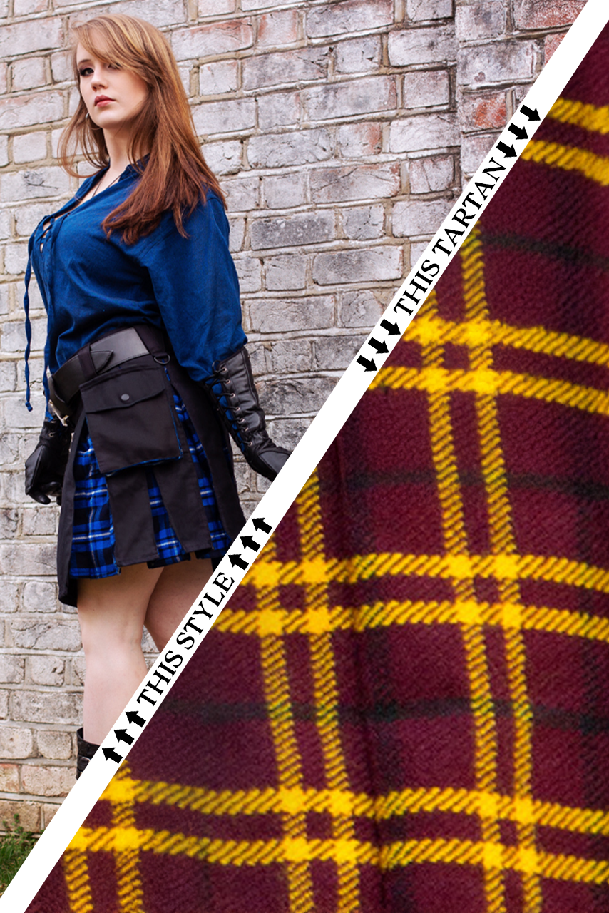 Versatta Knee-Length Tartan Hybrid Cargo Kilt - Courage