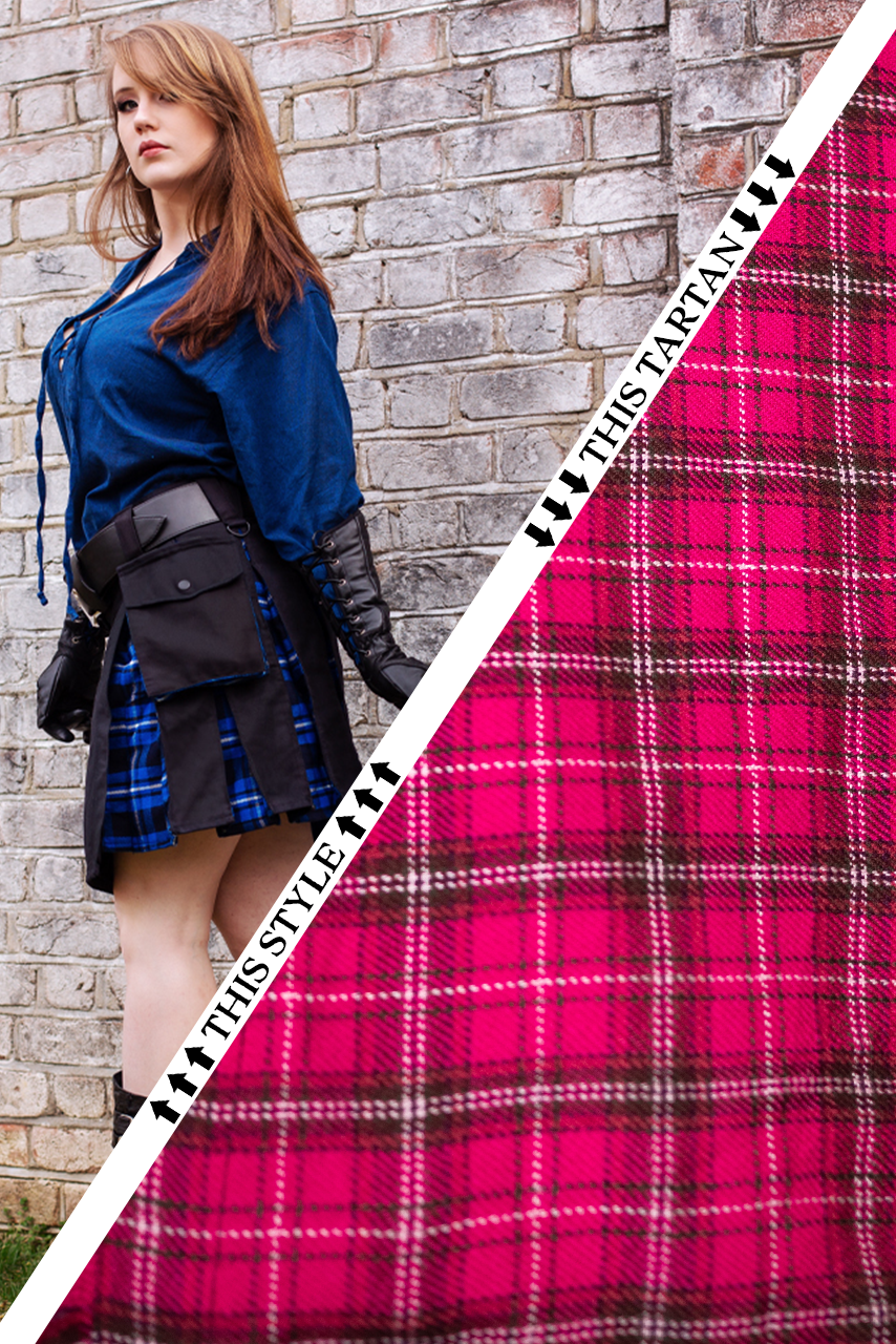 Versatta Knee-Length Tartan Hybrid Cargo Kilt - Unicorn Blood