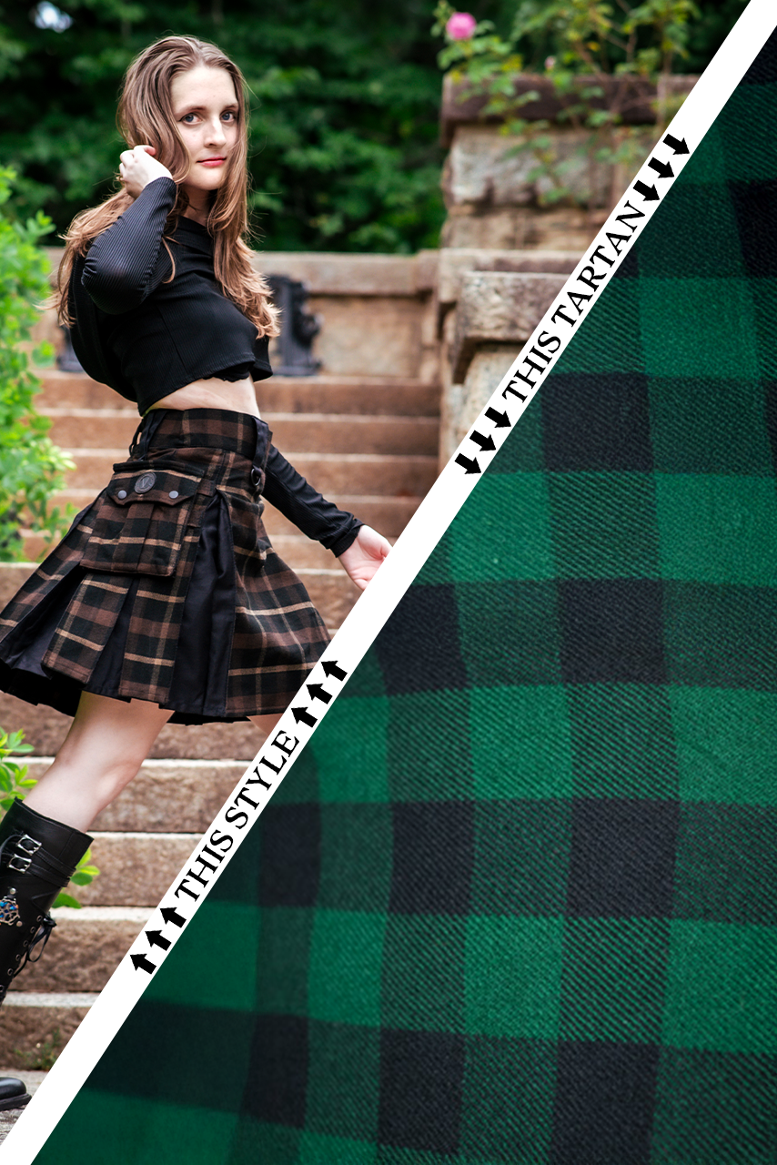 Versatta Knee-Length Inverted Tartan Hybrid Cargo Kilt - Dragonseye