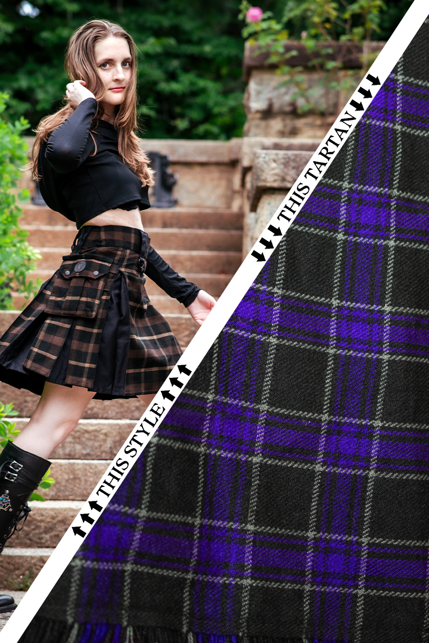 Versatta Knee-Length Inverted Tartan Hybrid Cargo Kilt - Equinox