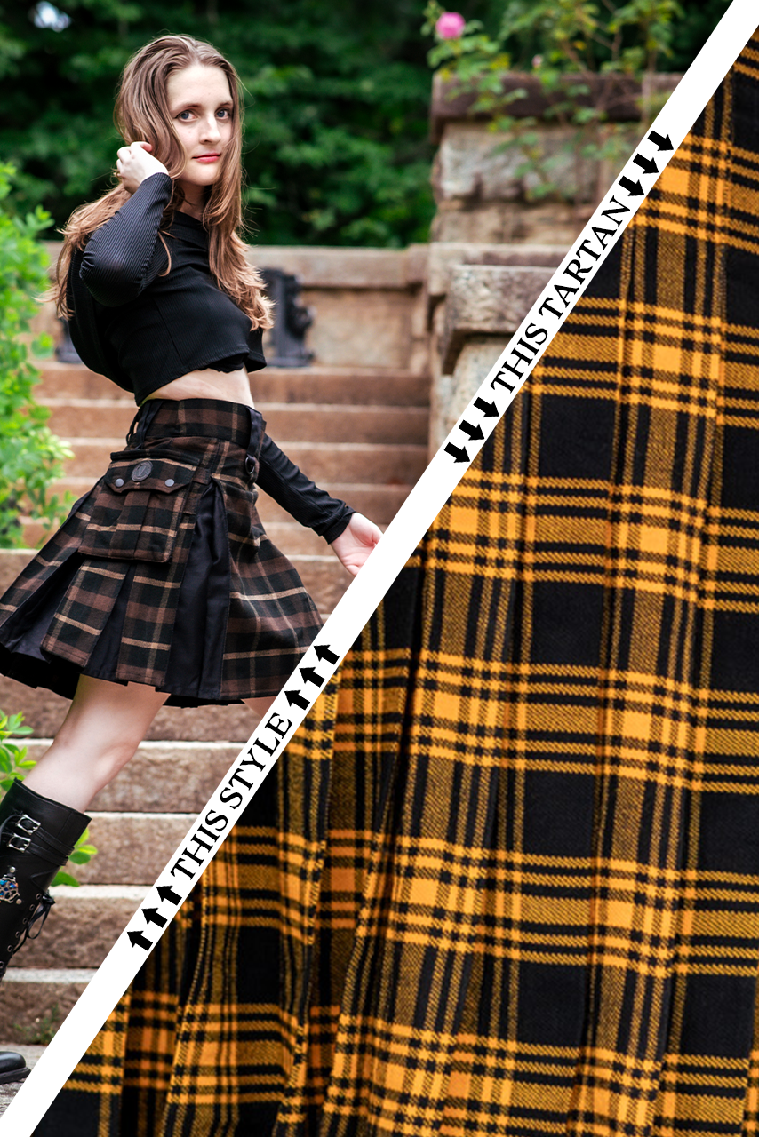 Versatta Knee-Length Inverted Tartan Hybrid Cargo Kilt - Flaxenweave
