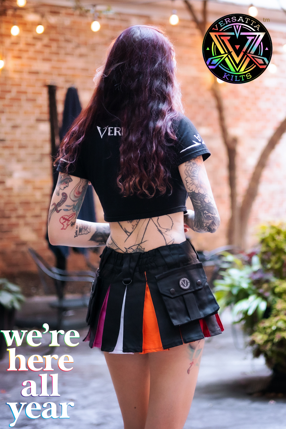 Versatta Micro Lesbian Pride Hybrid Cargo Kilt - 12"