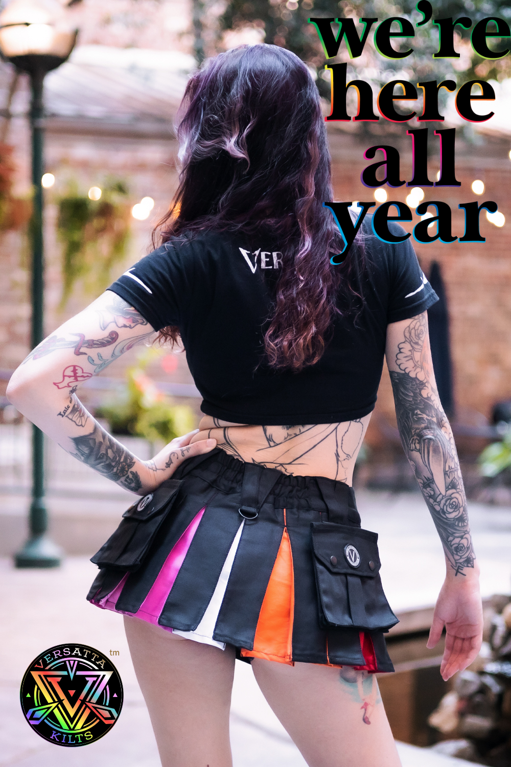 Versatta Micro Lesbian Pride Hybrid Cargo Kilt - 12"