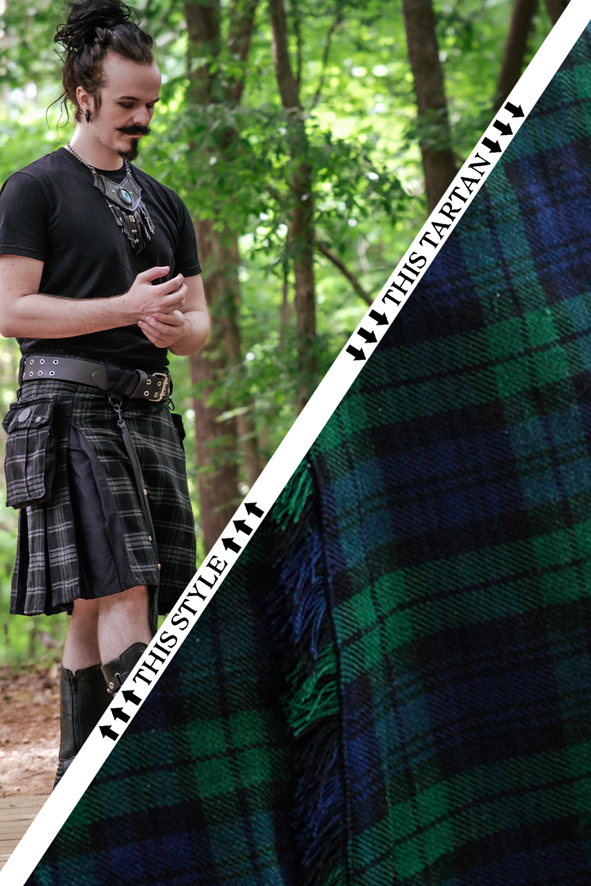 Versatta Inverted Tartan Hybrid Cargo Kilt - Black Watch