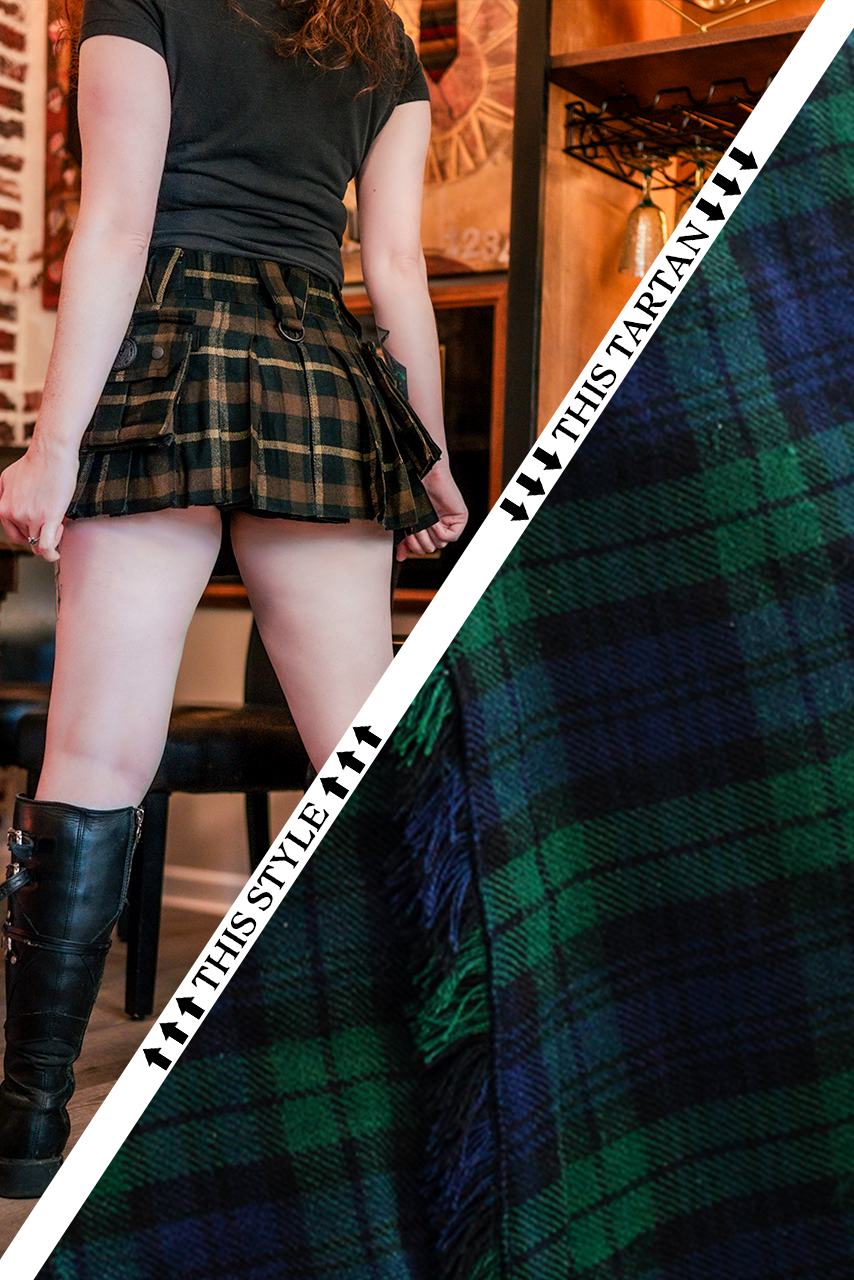 Versatta Micro Tartan Cargo Kilt - Black Watch