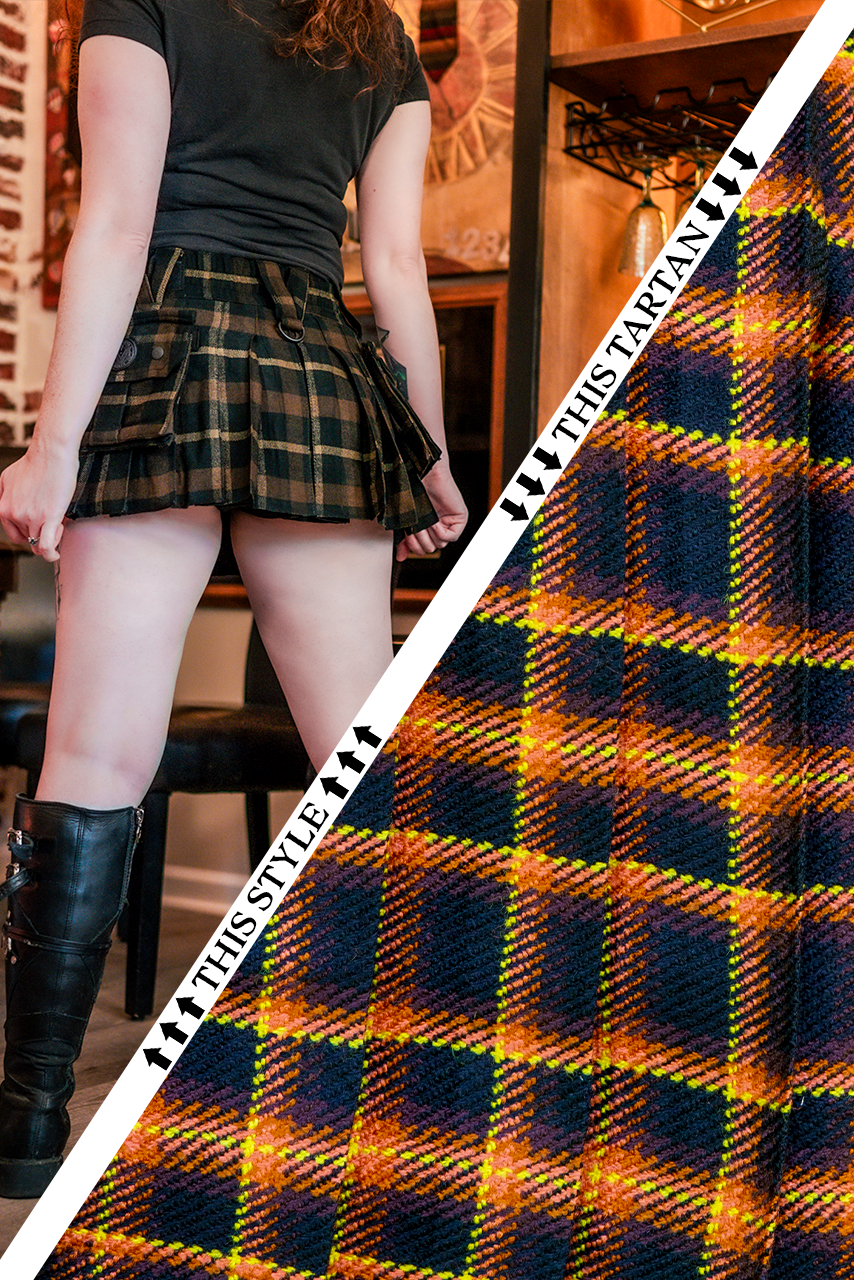 Versatta Micro Tartan Cargo Kilt - Emberglow