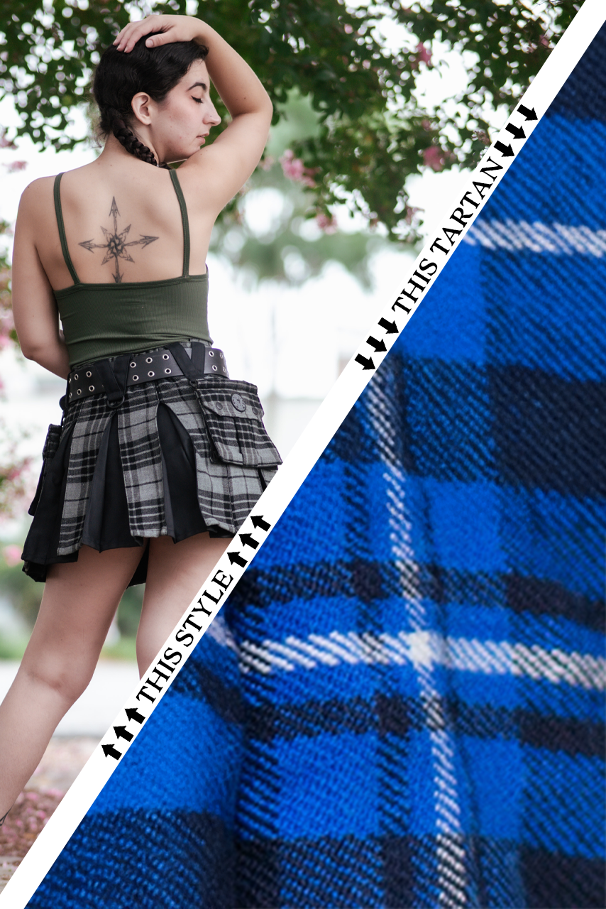 Versatta Mini Inverted Tartan Hybrid Cargo Kilt - Admiral