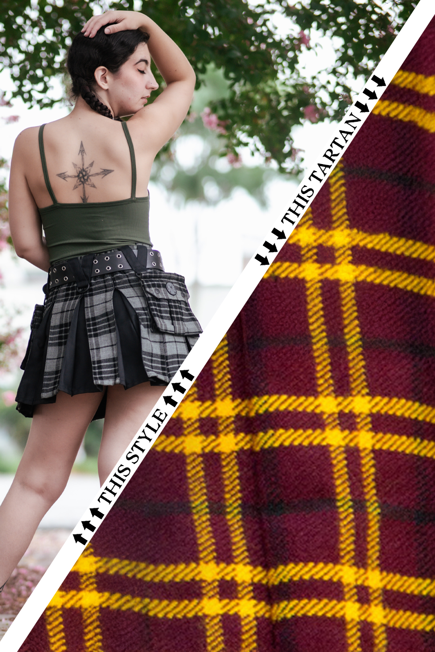 Versatta Mini Inverted Tartan Hybrid Cargo Kilt - Courage