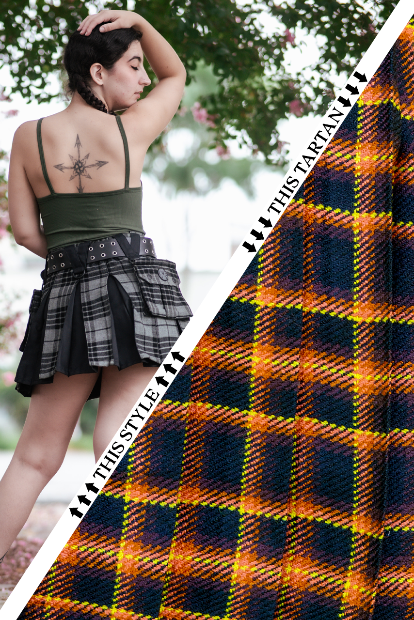 Versatta Mini Inverted Tartan Hybrid Cargo Kilt - Emberglow