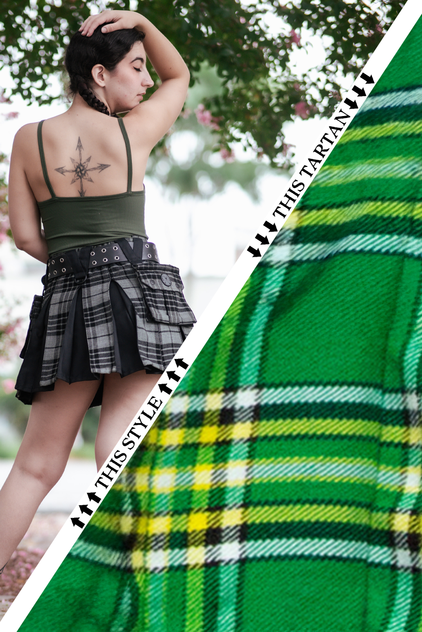 Versatta Mini Inverted Tartan Hybrid Cargo Kilt - Irish Pride