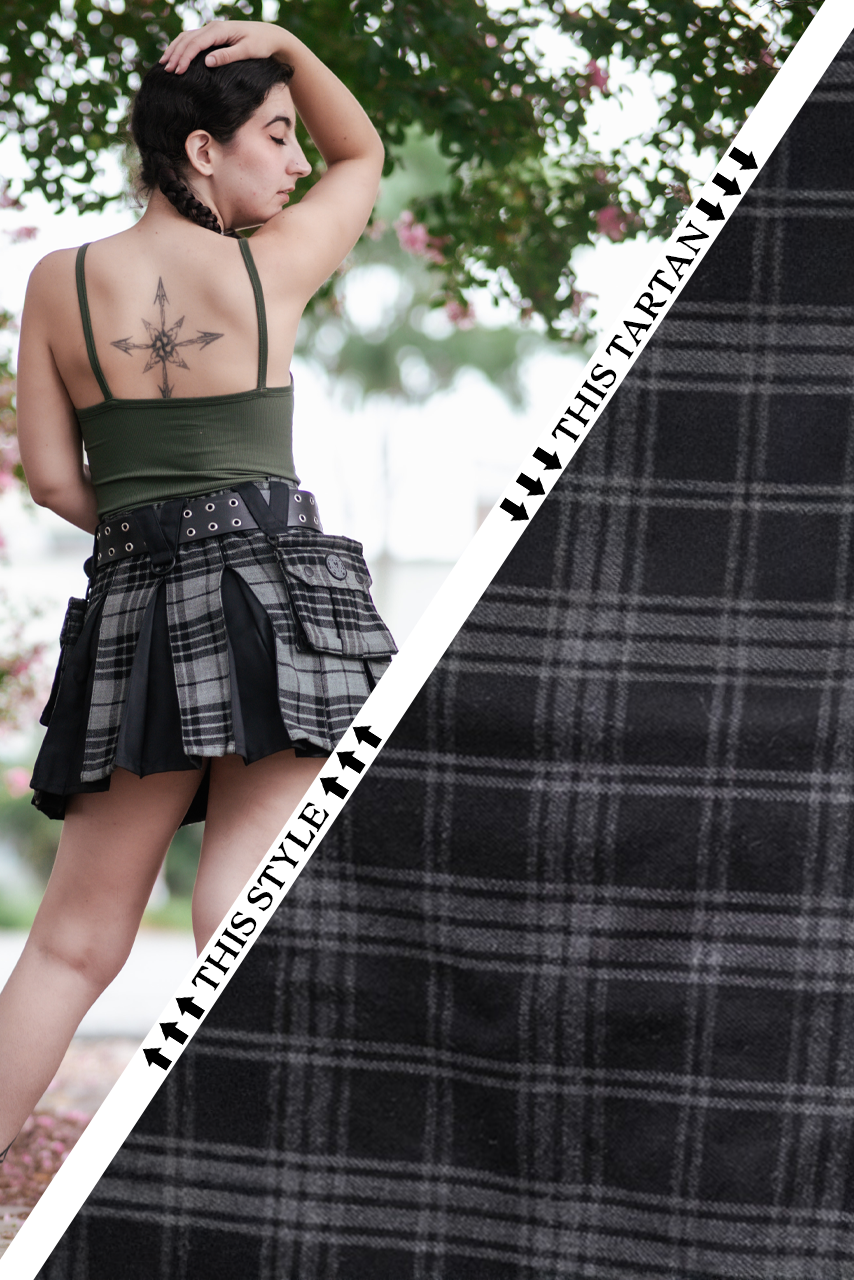 Versatta Mini Inverted Tartan Hybrid Cargo Kilt - Midnight