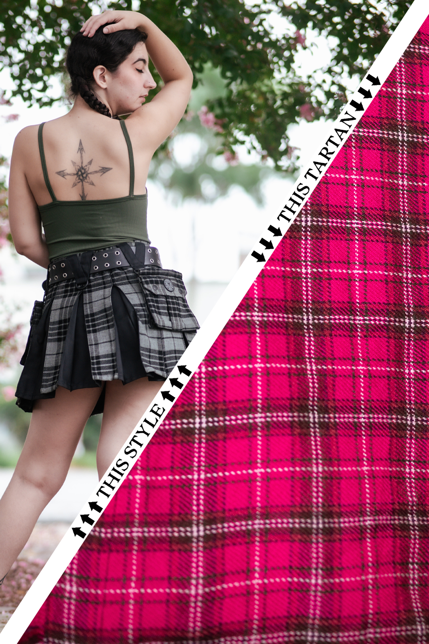 Versatta Mini Inverted Tartan Hybrid Cargo Kilt - Unicorn Blood