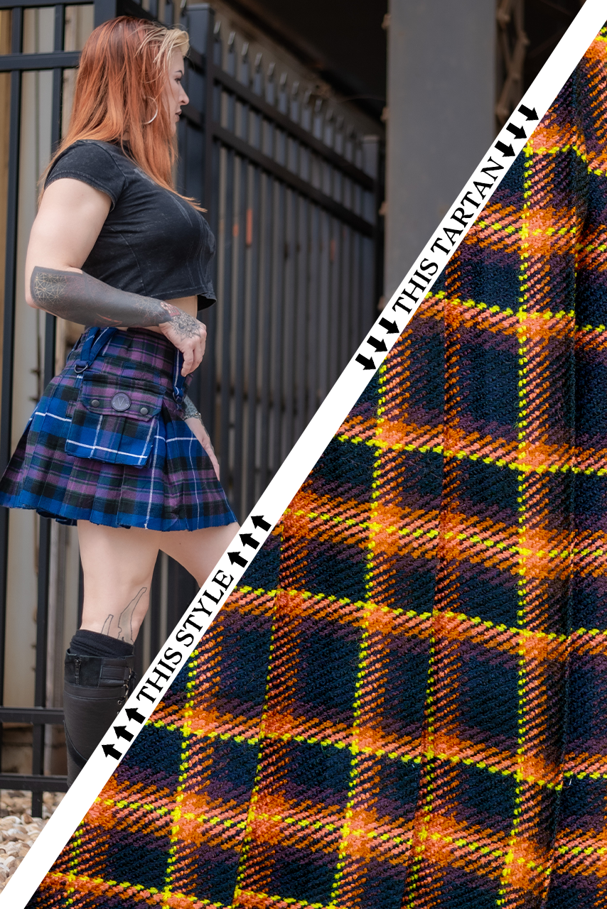 Versatta Mini Tartan Cargo Kilt - Emberglow
