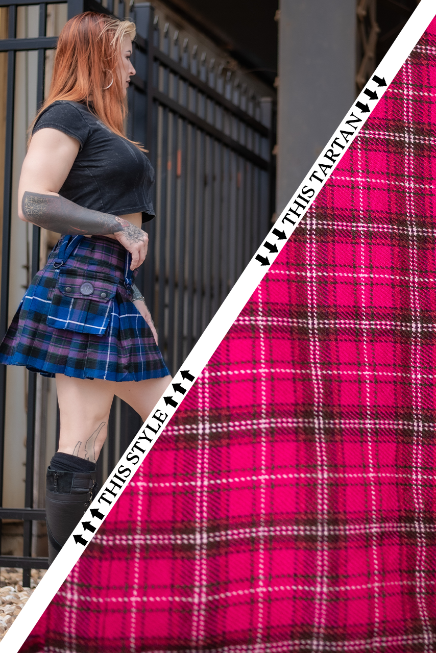 Versatta Mini Tartan Cargo Kilt - Unicorn Blood