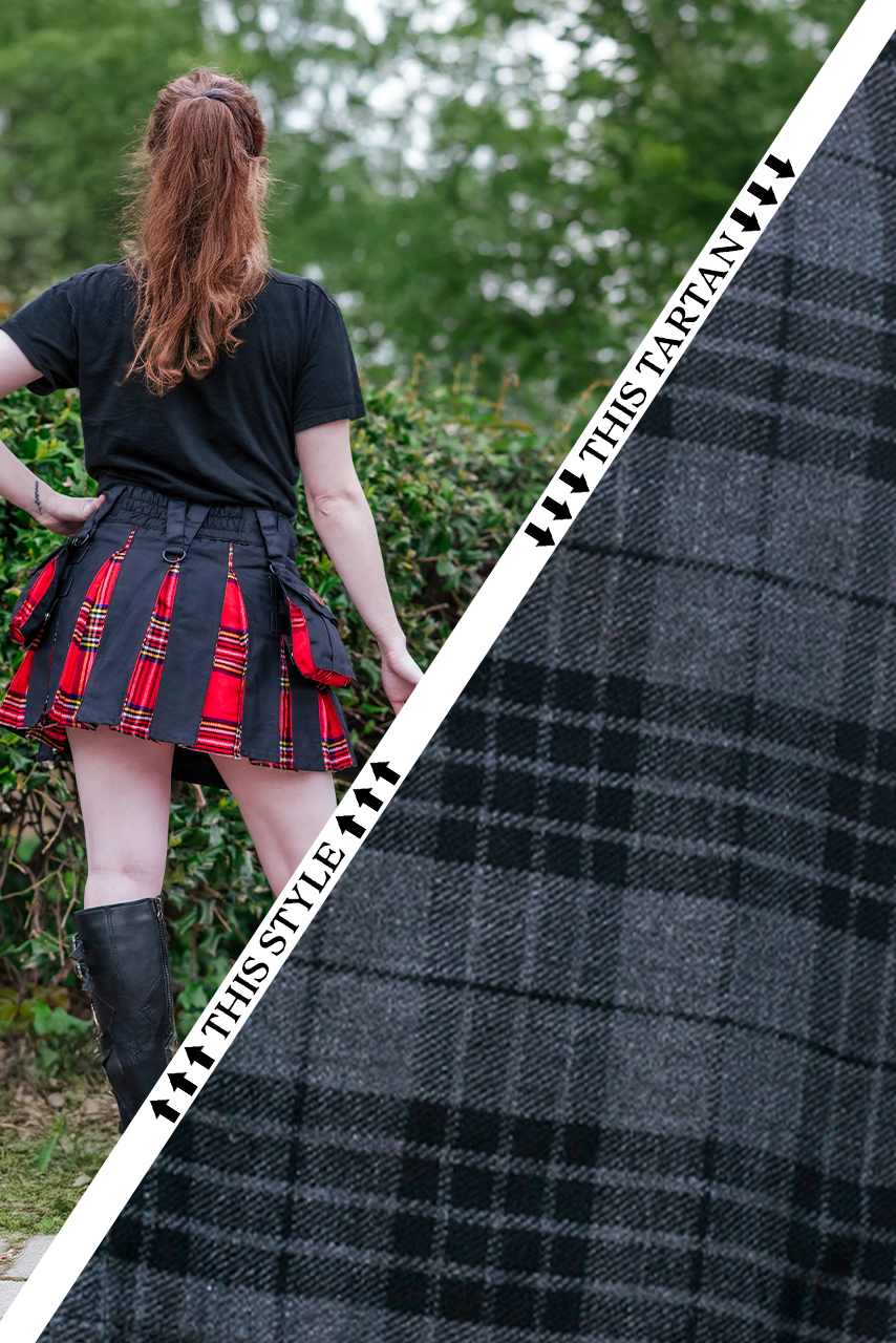 Versatta Mini Tartan Hybrid Cargo Kilt - Wintergrey