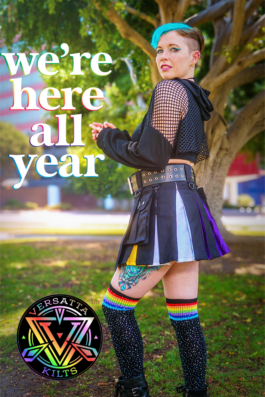 Versatta Mini Non-Binary Pride Hybrid Cargo Kilt - 15"