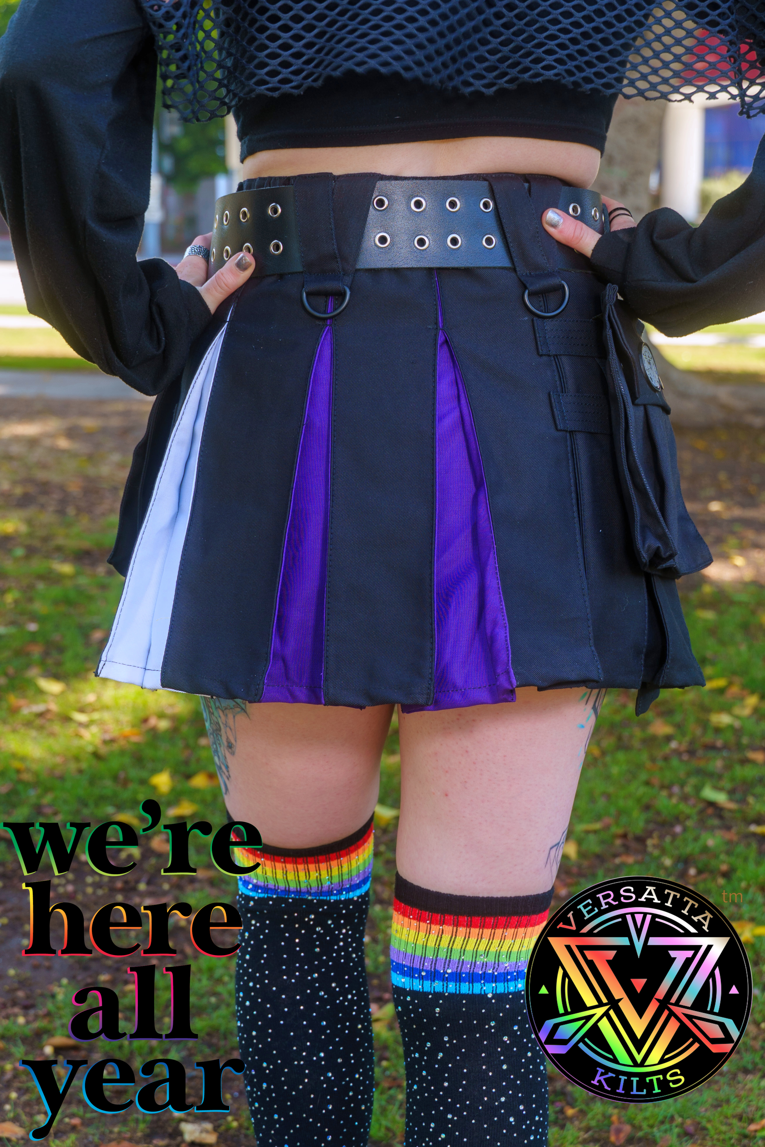Versatta Mini Non-Binary Pride Hybrid Cargo Kilt - 15"