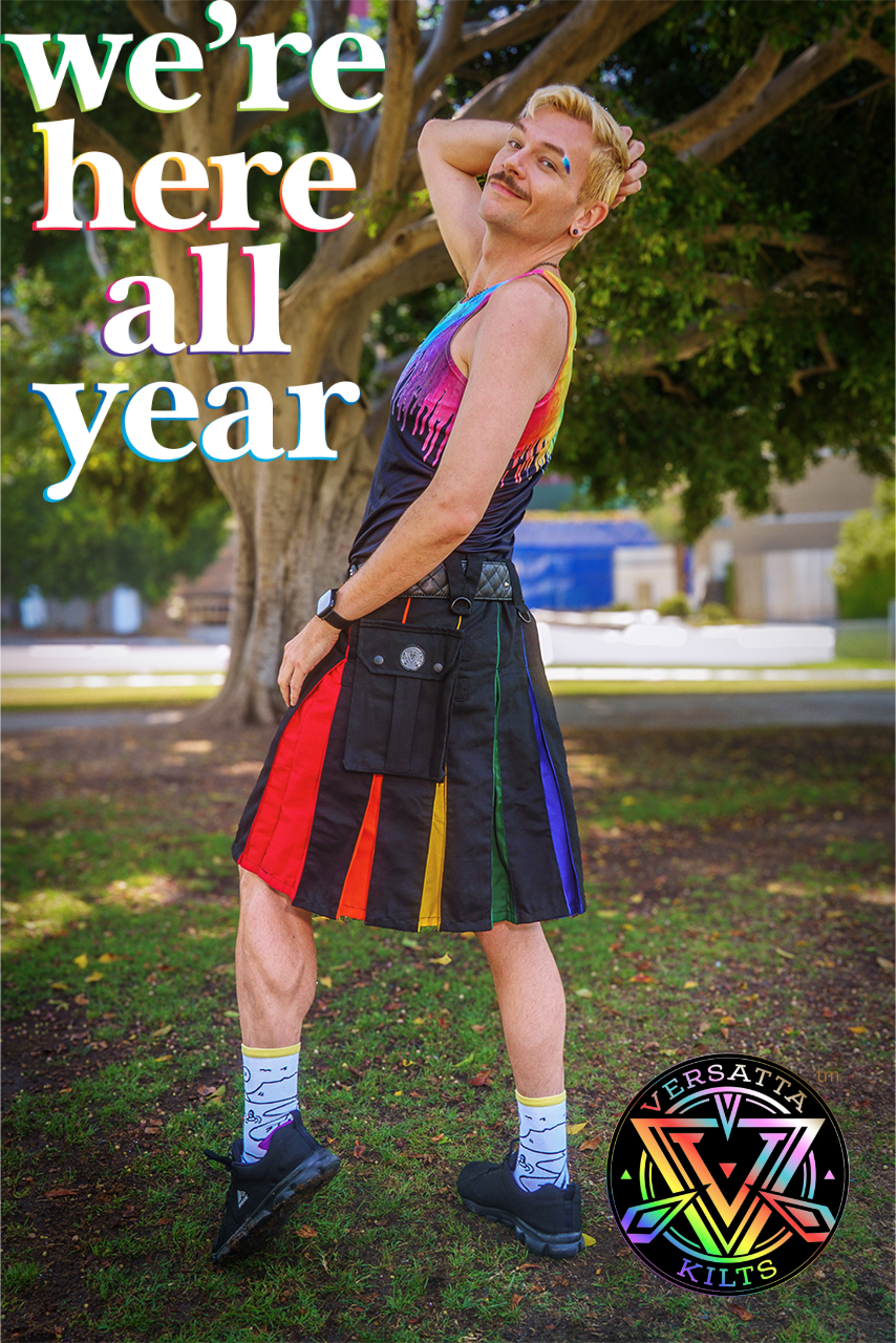 Versatta Rainbow Pride Hybrid Cargo Kilt - 23"