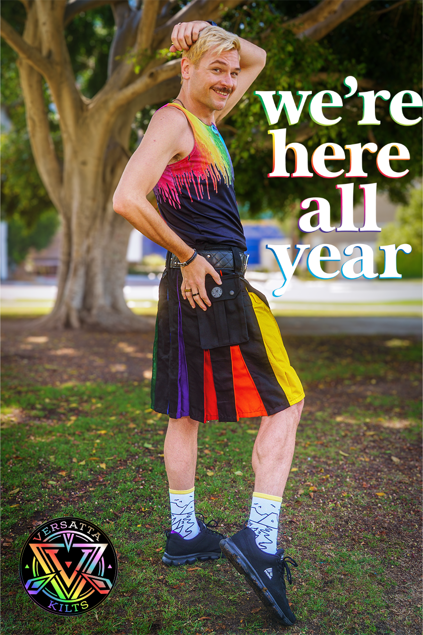 Versatta Rainbow Pride Hybrid Cargo Kilt - 23"